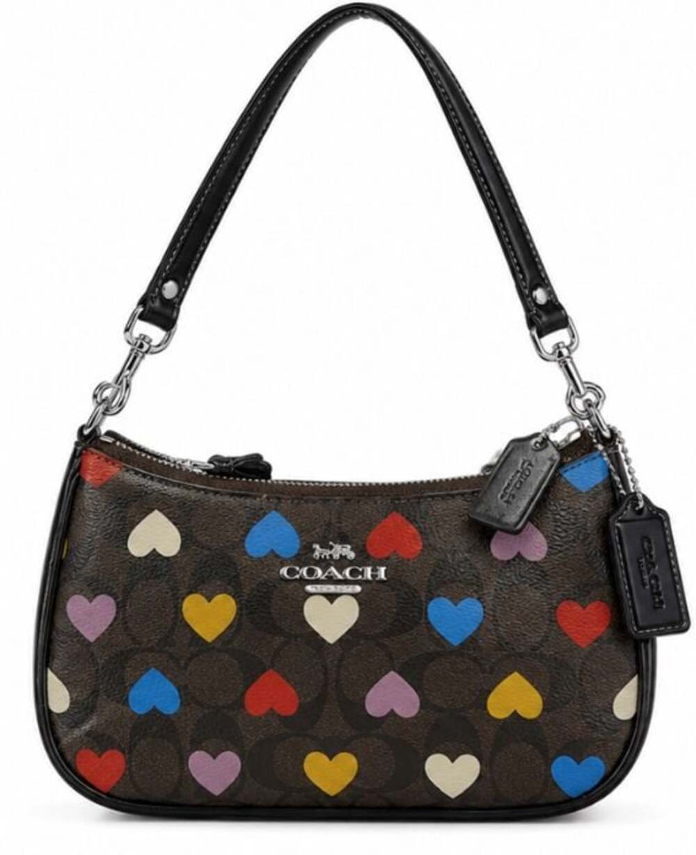 Coach Teri 24 Heart-Shaped Print Signature Canvas Shoulder Bag